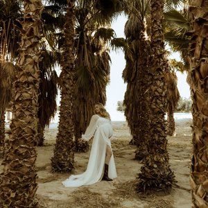 Reclamation cream mesh maternity maxi dress